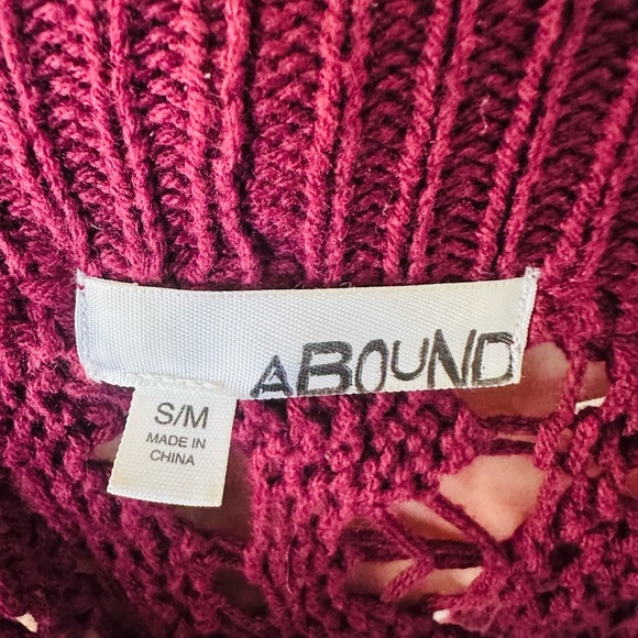 Abound Womens Cardigan S/M Red Wine BOHO Bolero Crochet Sweater Shawl Soft lace - Picture 8 of 8